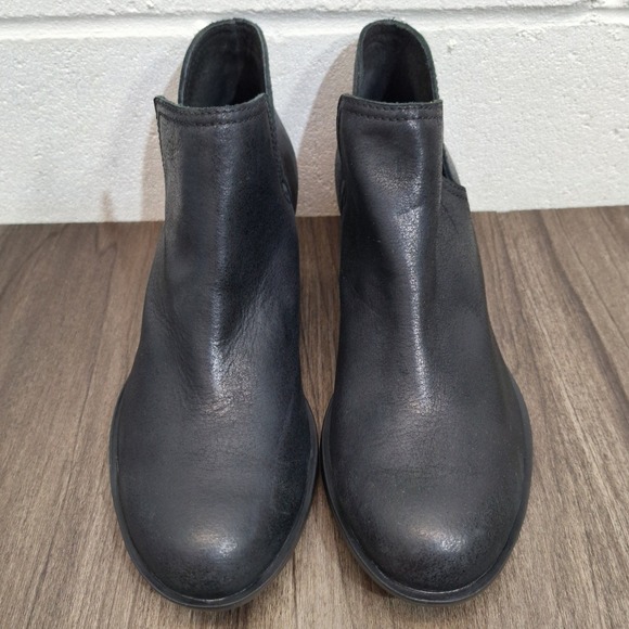 Sorel Shoes - Sorel Lolla Cut-Out Leather Ankle Boots Black Round Toe Stacked Heel Women's 7.5